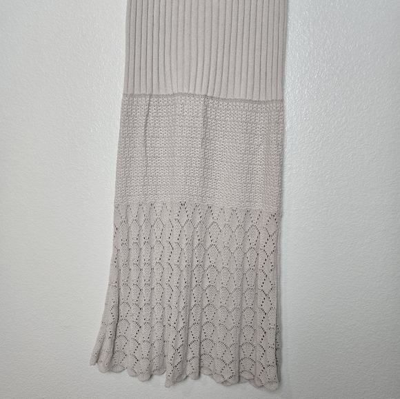 Free People Skirt XS Bari Croshet Details  Knit Column Maxi Oatmeal Front Slit - Picture 12 of 16